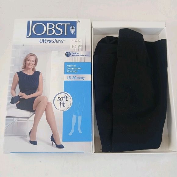 Jobst Ultrasheer Black Knee High Size L Full Calf Closed‎ Toe 15-20mmHg - Picture 7 of 9
